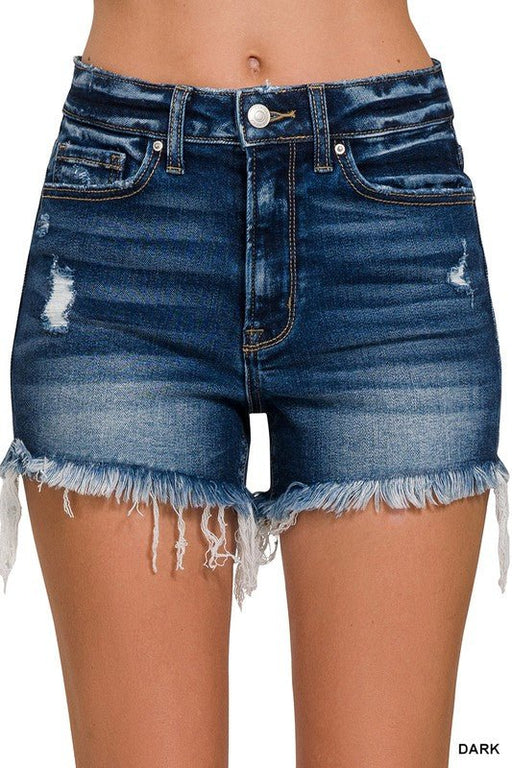 Raw Frayed Hem Ripped Denim Shorts - LECCE