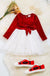 Red Velvety Fabric With White Tulle Skirt - LECCE