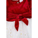 Red Velvety Fabric With White Tulle Skirt - LECCE