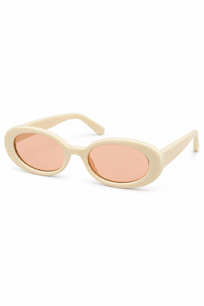 Retro Acetate Sunglasses - Cream Peach