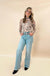 Retro Floral Print Mock Neck Mesh Long Sleeve Top - LECCE