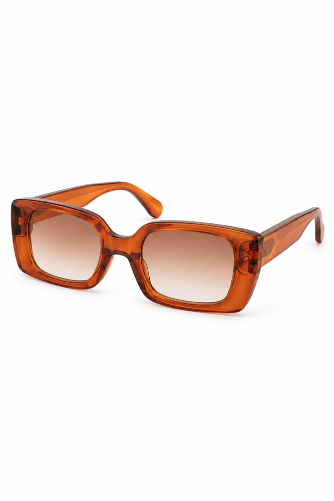 Retro Frame Sunglasses - Amber Brown