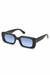 Retro Frame Sunglasses - Black Blue