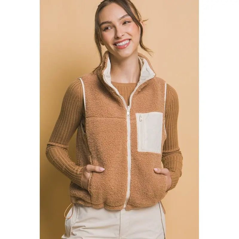 Reversible Fleece Vest With Side Pockets - LECCE