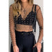 Rhinestone Faux Pearl Mesh Top - LECCE
