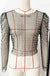 Rhinestone Faux Pearl Puff Mesh Top - LECCE