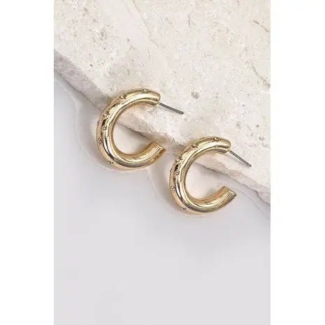 Rhinestone Studded Hoop Earrings - LECCE
