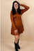 Ribbed Frilled Trim Long Sleeve Mini Dress - LECCE
