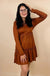 Ribbed Frilled Trim Long Sleeve Mini Dress - LECCE