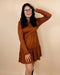 Ribbed Frilled Trim Long Sleeve Mini Dress - LECCE
