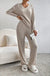 Ribbed Knit V Neck Slouchy Two - piece Outfit - LECCE
