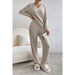 Ribbed Knit V Neck Slouchy Two - piece Outfit - LECCE