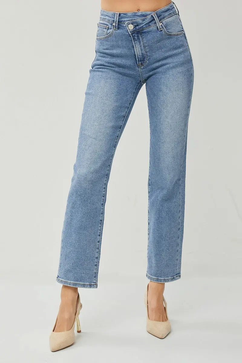 Risen High Rise Crossover Straight Jeans