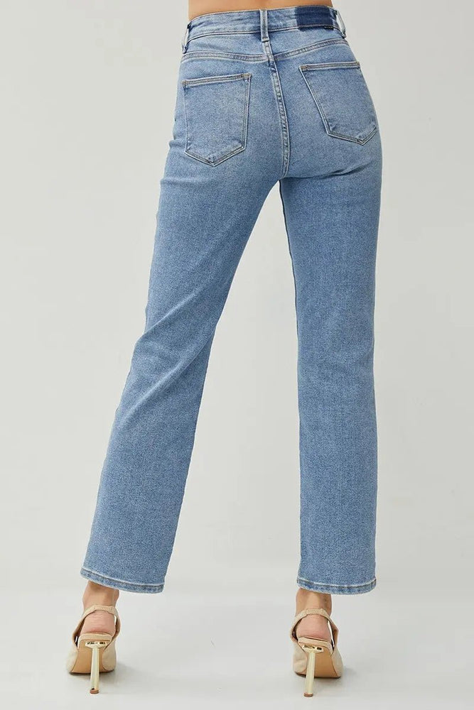 Risen High Rise Crossover Straight Jeans - LECCE