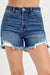 Risen High Rise Side Step Hem Denim Shorts - LECCE