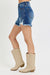 Risen High Rise Side Step Hem Denim Shorts - LECCE
