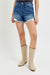 Risen High Rise Side Step Hem Denim Shorts - LECCE