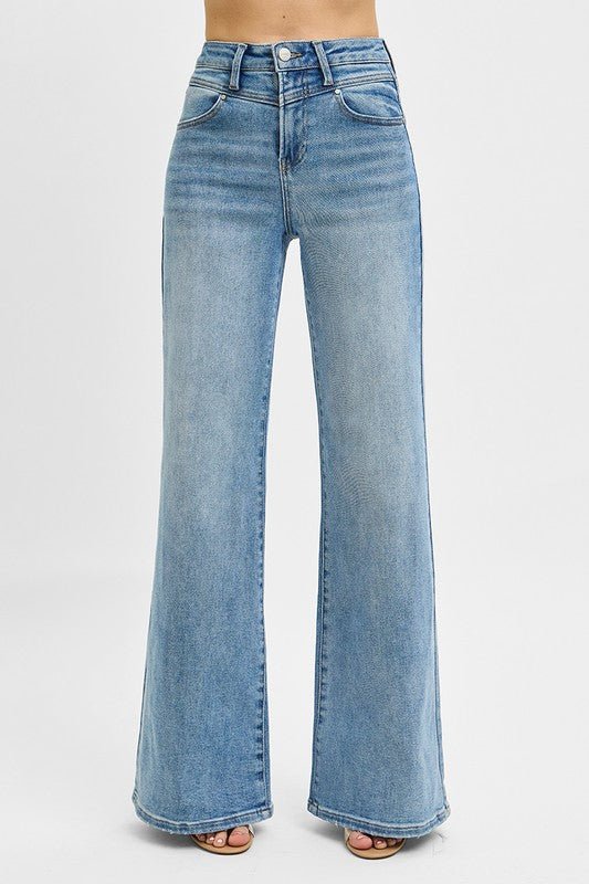 Risen High Rise Wide Leg Front Yoke Jeans - LECCE
