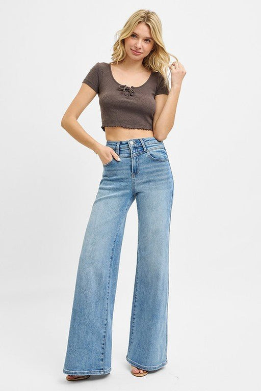 Risen High Rise Wide Leg Front Yoke Jeans - LECCE