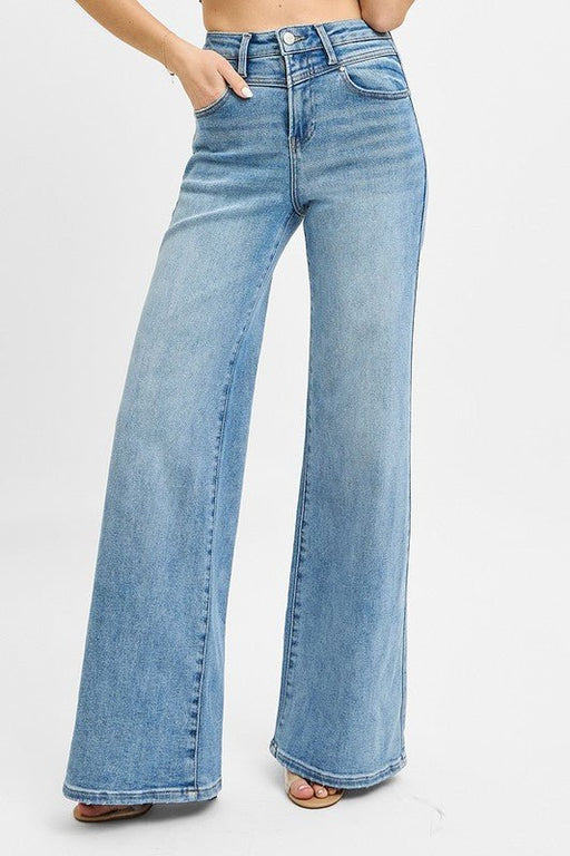 Risen High Rise Wide Leg Front Yoke Jeans - LECCE