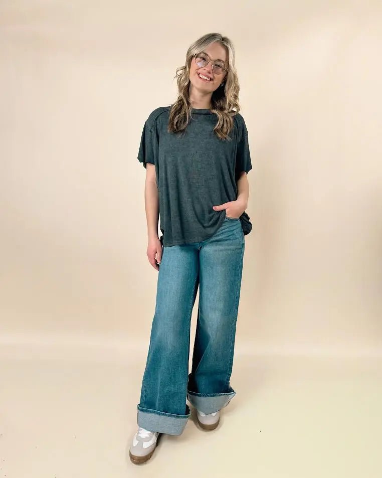 Risen High Rise Wide Leg Jeans - LECCE