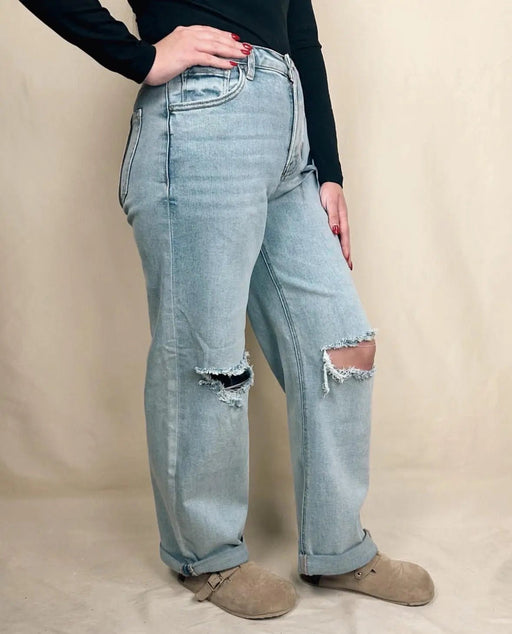 Risen Mid Rise Fit Boyfriend Jeans With Cuff - LECCE