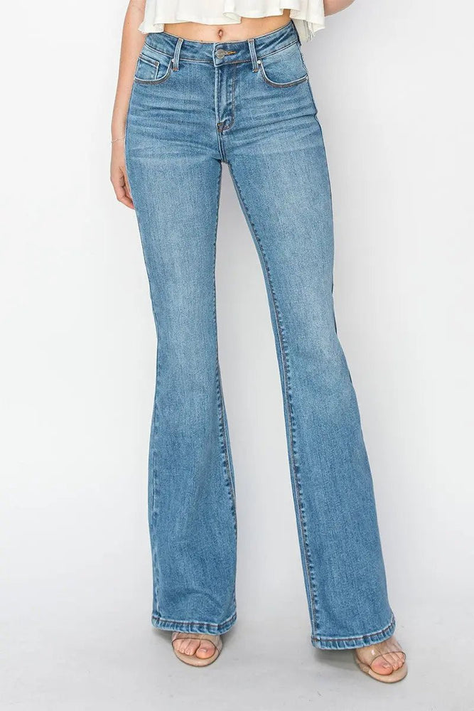 Risen Mid Rise Flare Jeans - LECCE