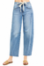 Risen Slouchy Ankle Barrel Jeans with Drawstring — view 1 on white background
