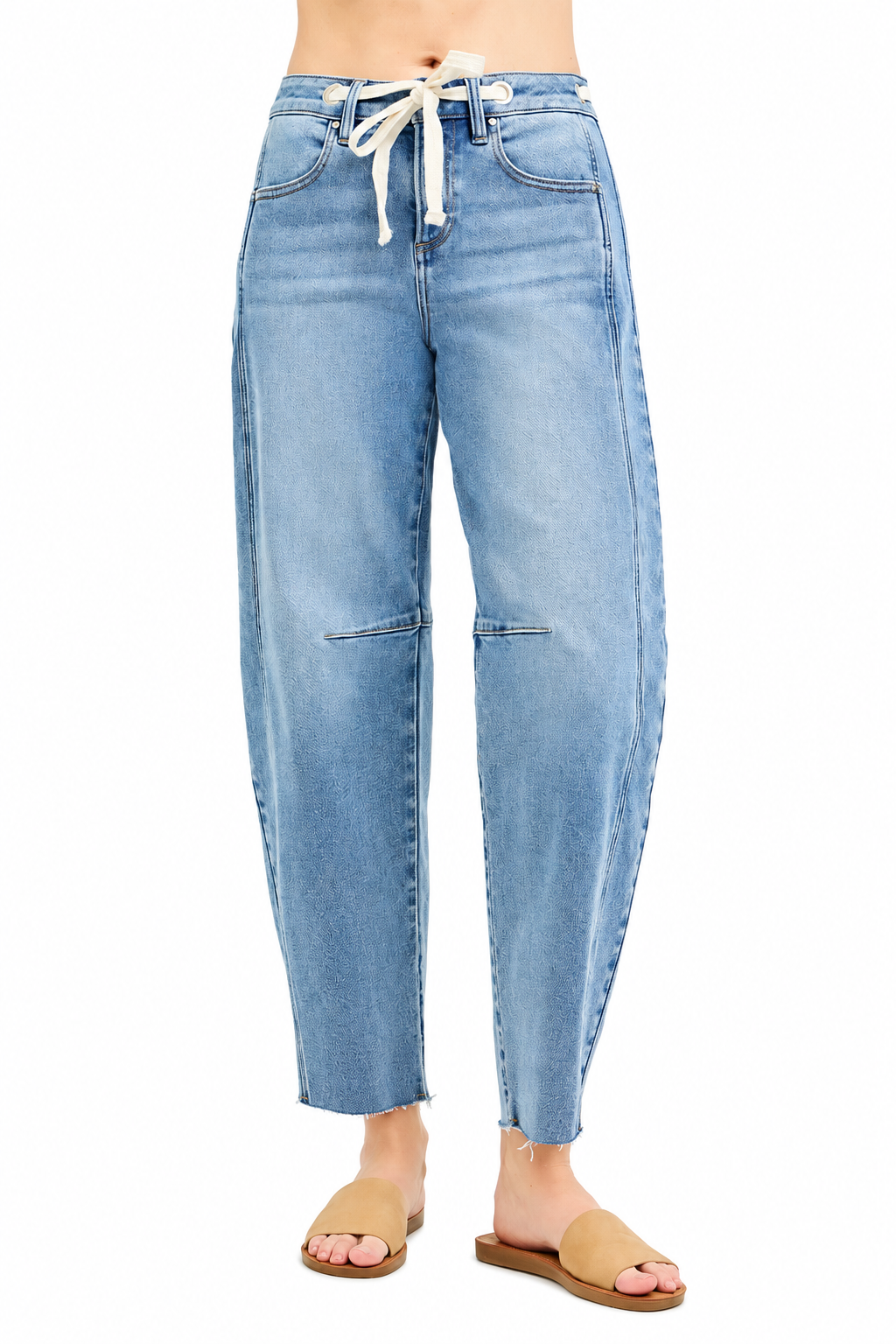 Risen Slouchy Ankle Barrel Jeans with Drawstring