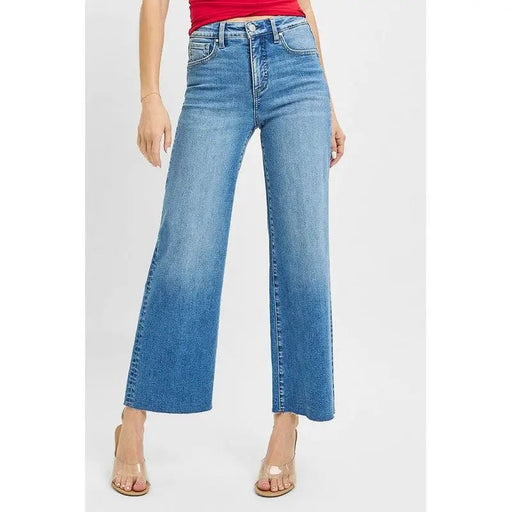 Risen Tummy Control High Rise Crop Wide Leg Jeans - LECCE