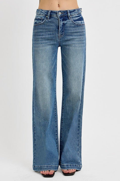 Risen Tummy Control High Rise Wide Leg Jeans - LECCE