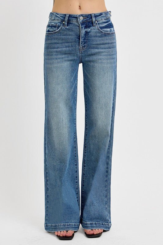 Risen Tummy Control High Rise Wide Leg Jeans - LECCE