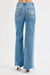 Risen Tummy Control High Rise Wide Leg Knee Distress - LECCE