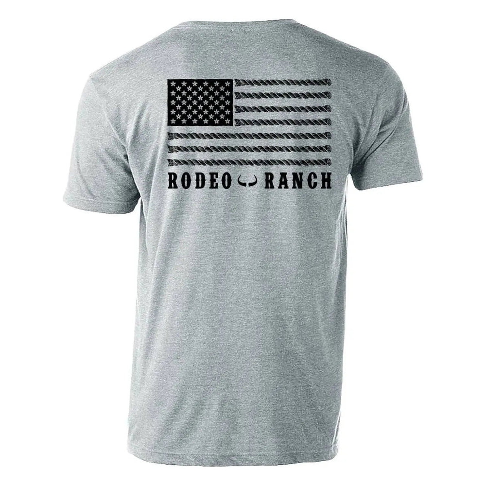 Rodeo Ranch Spur Flag Short Sleeve Shirt - Heather Grey - LECCE