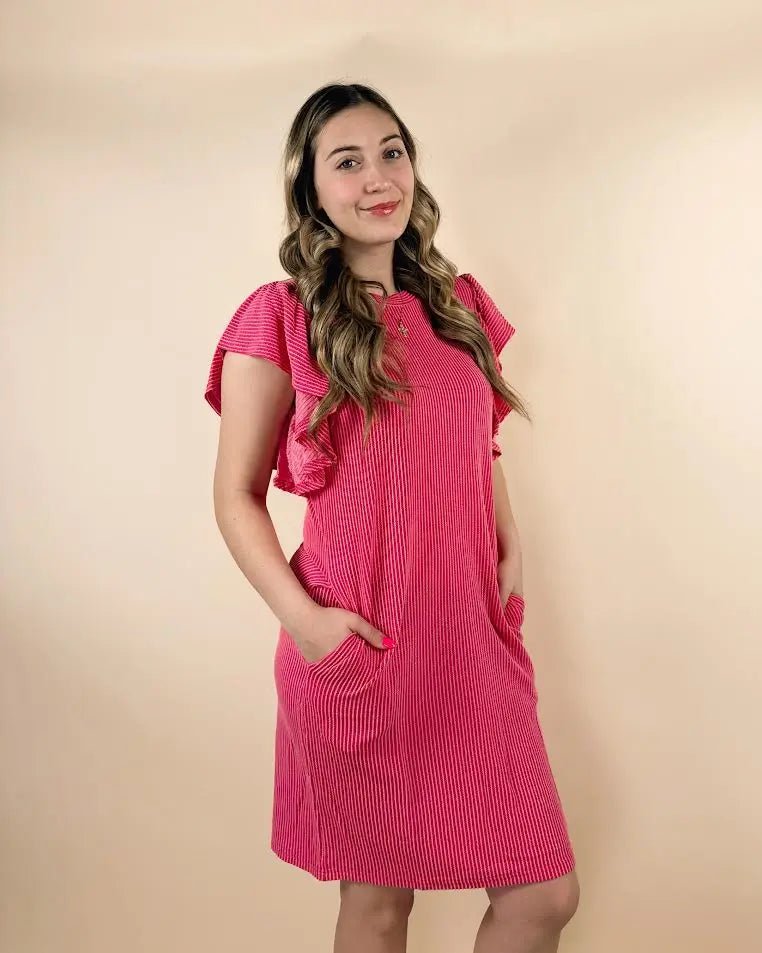Ruffled Flutter Sleeve Mini Dress - LECCE