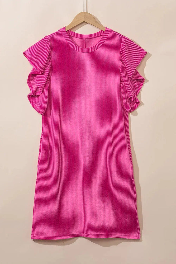 Ruffled Flutter Sleeve Mini Dress - LECCE