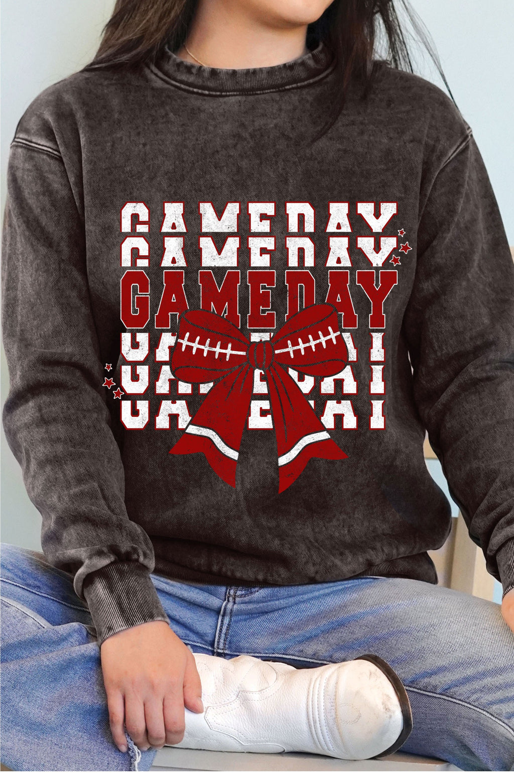 Game Day Bow Mineral Graphic Sweatshirt