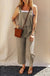 Sage Green Drawstring Buttoned Straps Cropped Overall - LECCE