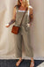Sage Green Drawstring Buttoned Straps Cropped Overall - LECCE