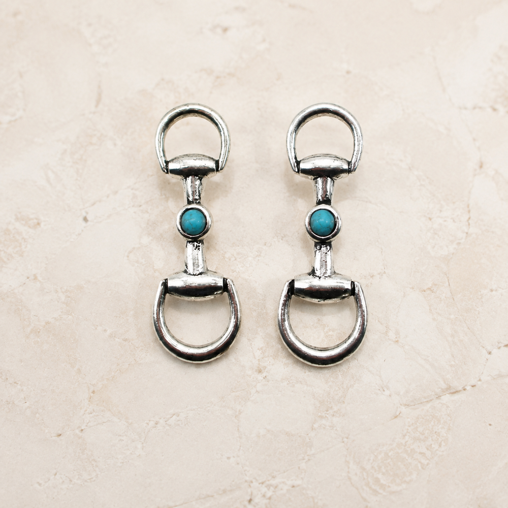 Western Turquoise Snaffle Bit Post Earrings