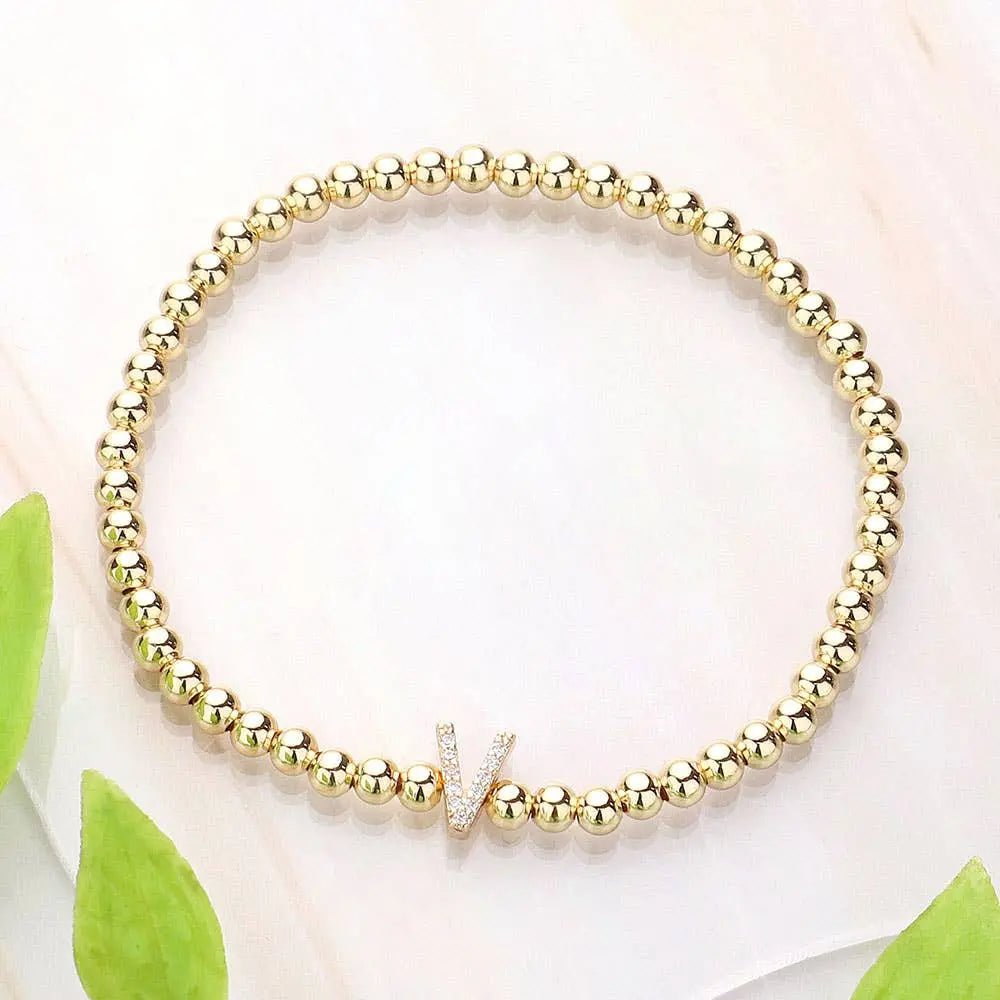 SECRET BOX_ Monogram Initial Stretch Bracelet - LECCE