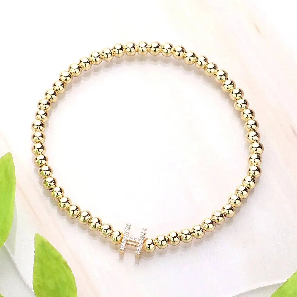 SECRET BOX_ Monogram Initial Stretch Bracelet - LECCE