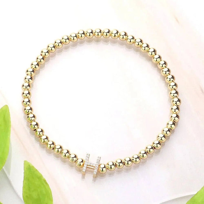 SECRET BOX_ Monogram Initial Stretch Bracelet - LECCE