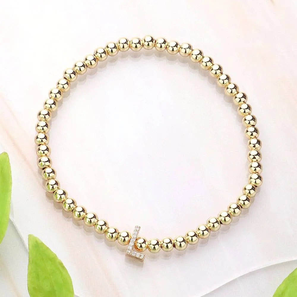 SECRET BOX_ Monogram Initial Stretch Bracelet - LECCE