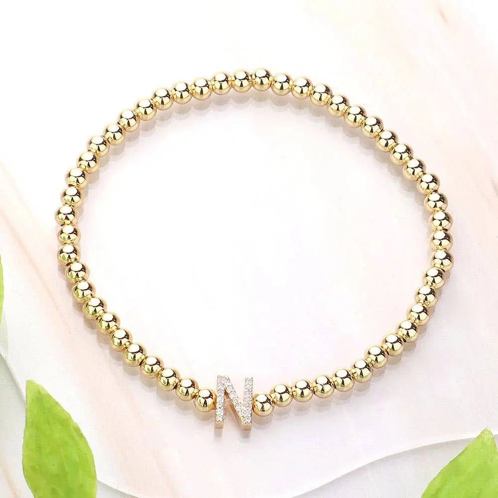 SECRET BOX_ Monogram Initial Stretch Bracelet - LECCE