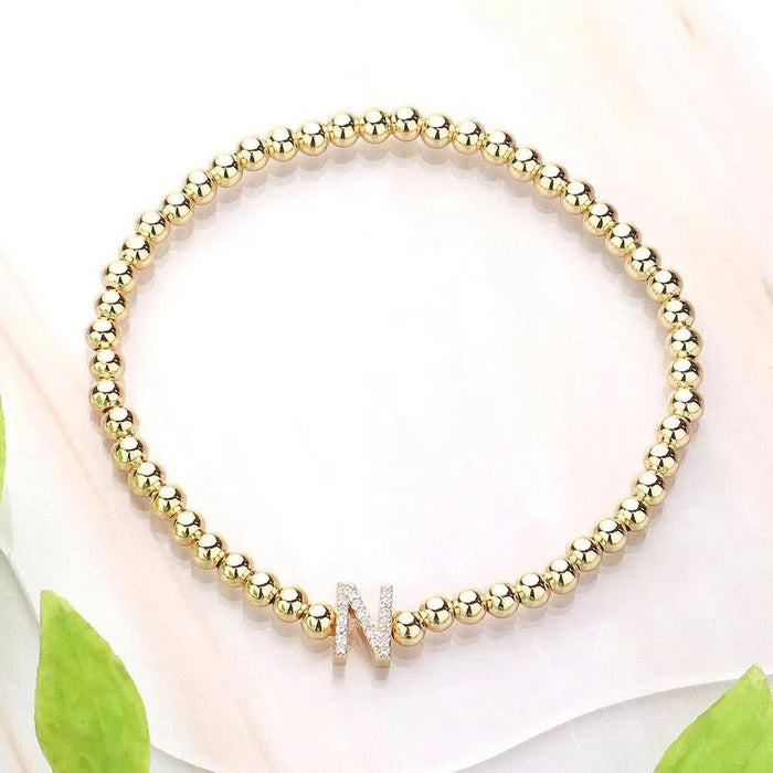 SECRET BOX_ Monogram Initial Stretch Bracelet - LECCE