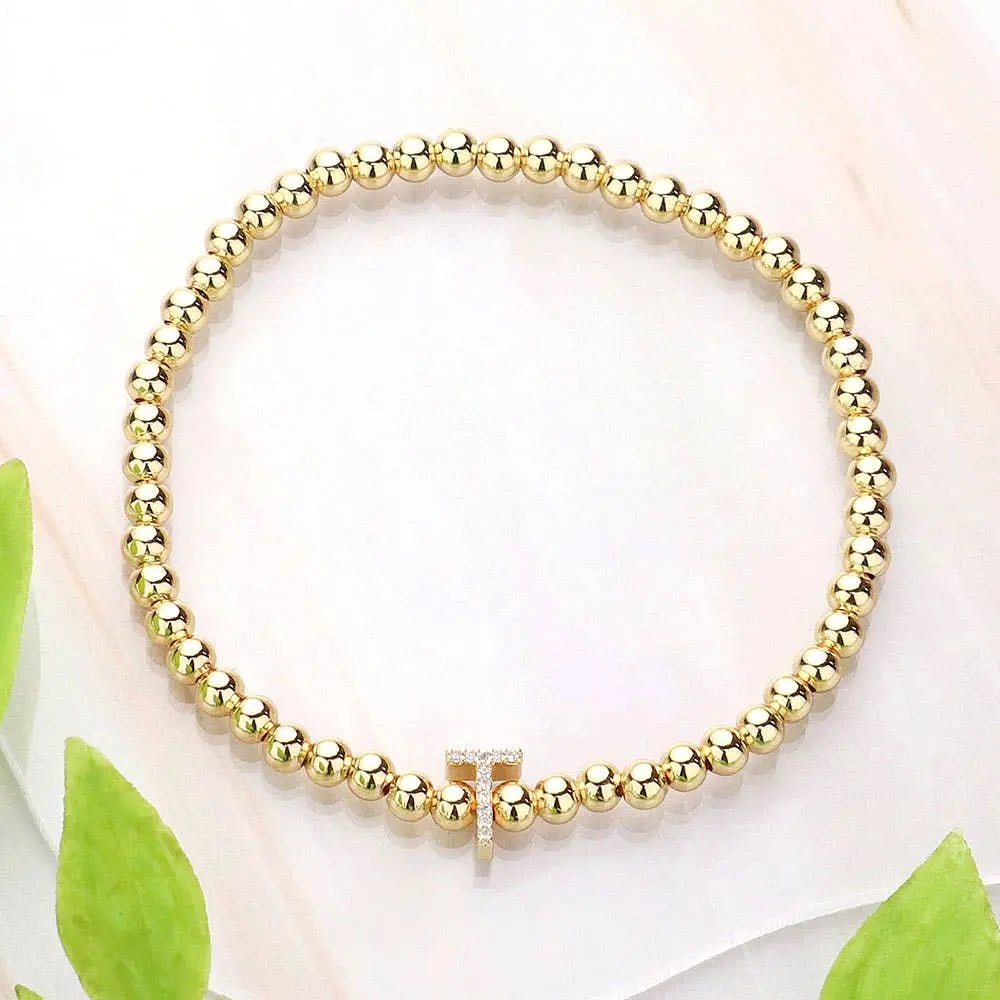 SECRET BOX_ Monogram Initial Stretch Bracelet - LECCE