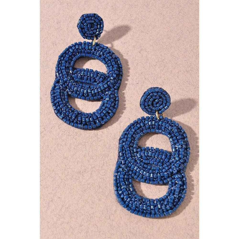 Seed Bead Double Circle Post Dangle Earrings - LECCE