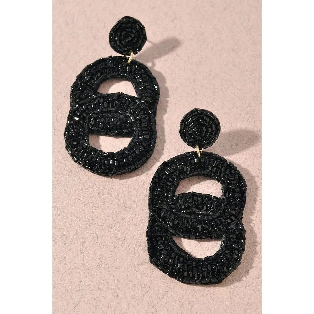 Seed Bead Double Circle Post Dangle Earrings - LECCE