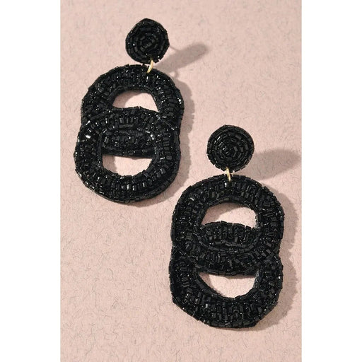 Seed Bead Double Circle Post Dangle Earrings - LECCE